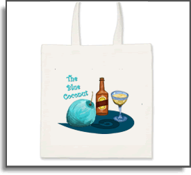 Blue Coconut Tote Bag - Bocas Del Toro, Panama - Island Art by Yotigo